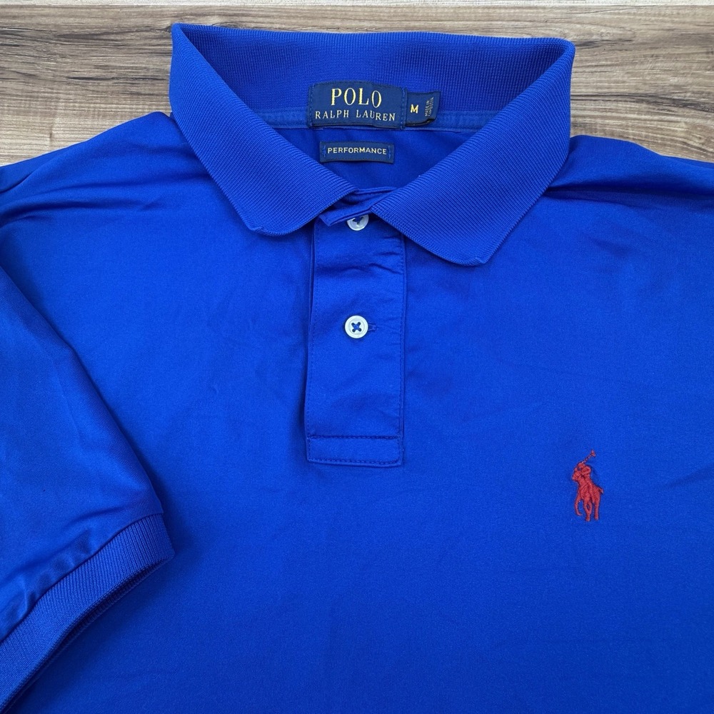 Polo Ralph Lauren Mens M Classic Fit Performance Short Sleeve Shirt Blue Polo